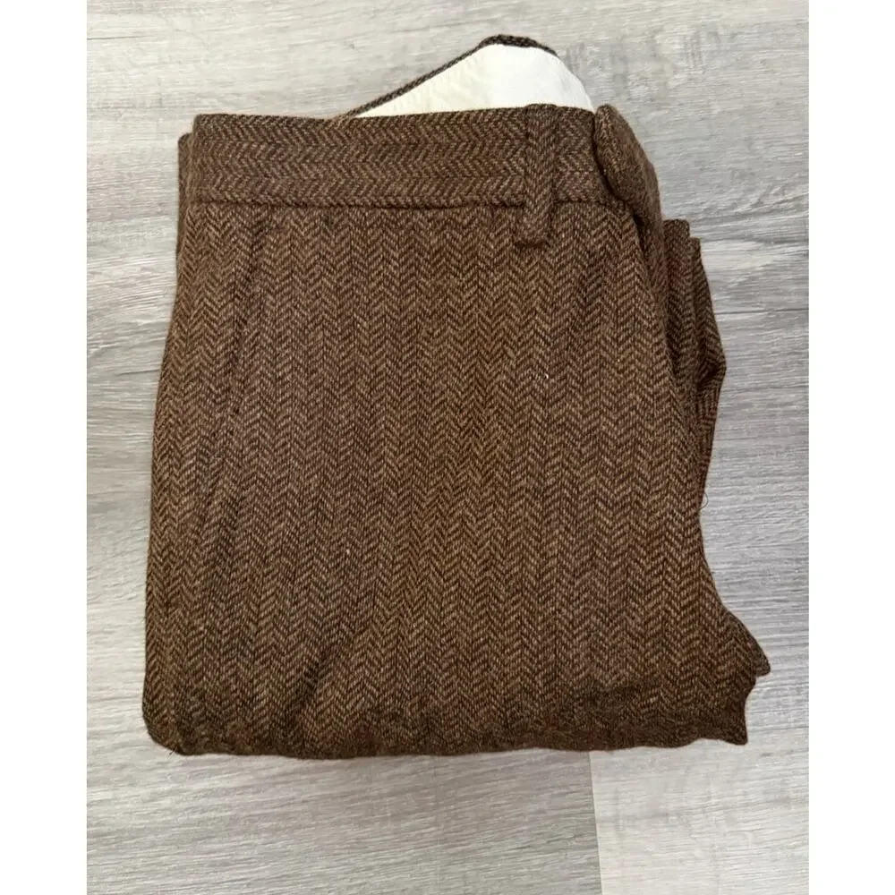 J.Crew Bowery Men’s 31x27 Moon British Cloth Wool Herringbone Tweed Pants Brown